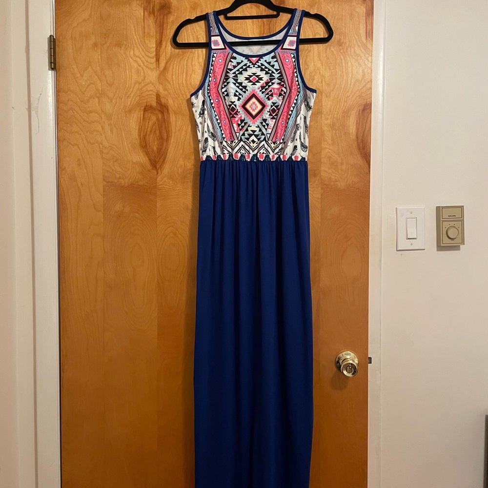 Navy and Pink Maxi Dress